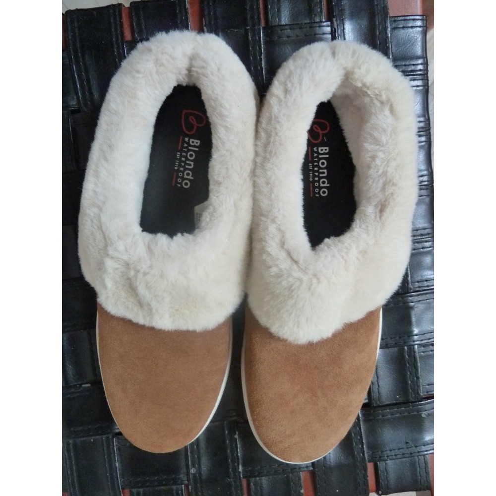 Blondo Suri Waterproof Slip-On Sneaker Leather Faux Fur Beige B3321 Womens 8M